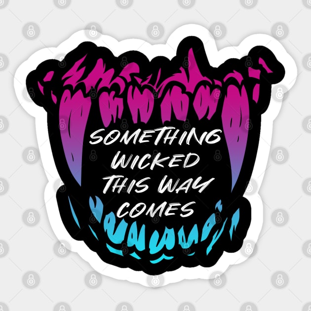 Vaporwave Shakespeare Mask Monster Teeth Something Wicked This Way Comes Macbeth Sticker by aaallsmiles